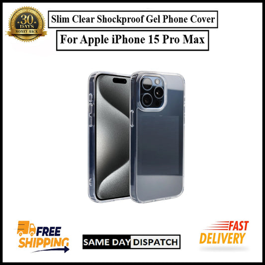 For Apple iPhone 15 Pro Max Slim Clear Shockproof Gel Phone Cover