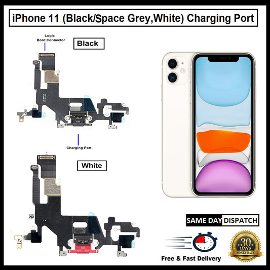 For i Phone Genuine 11 Charging Port Flex ( Black/Grey/White) With Mic 