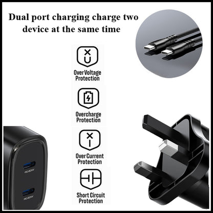 For YESIDO Dual Interface PD 20W USB-C Fast Wall Charger With Type C Cable