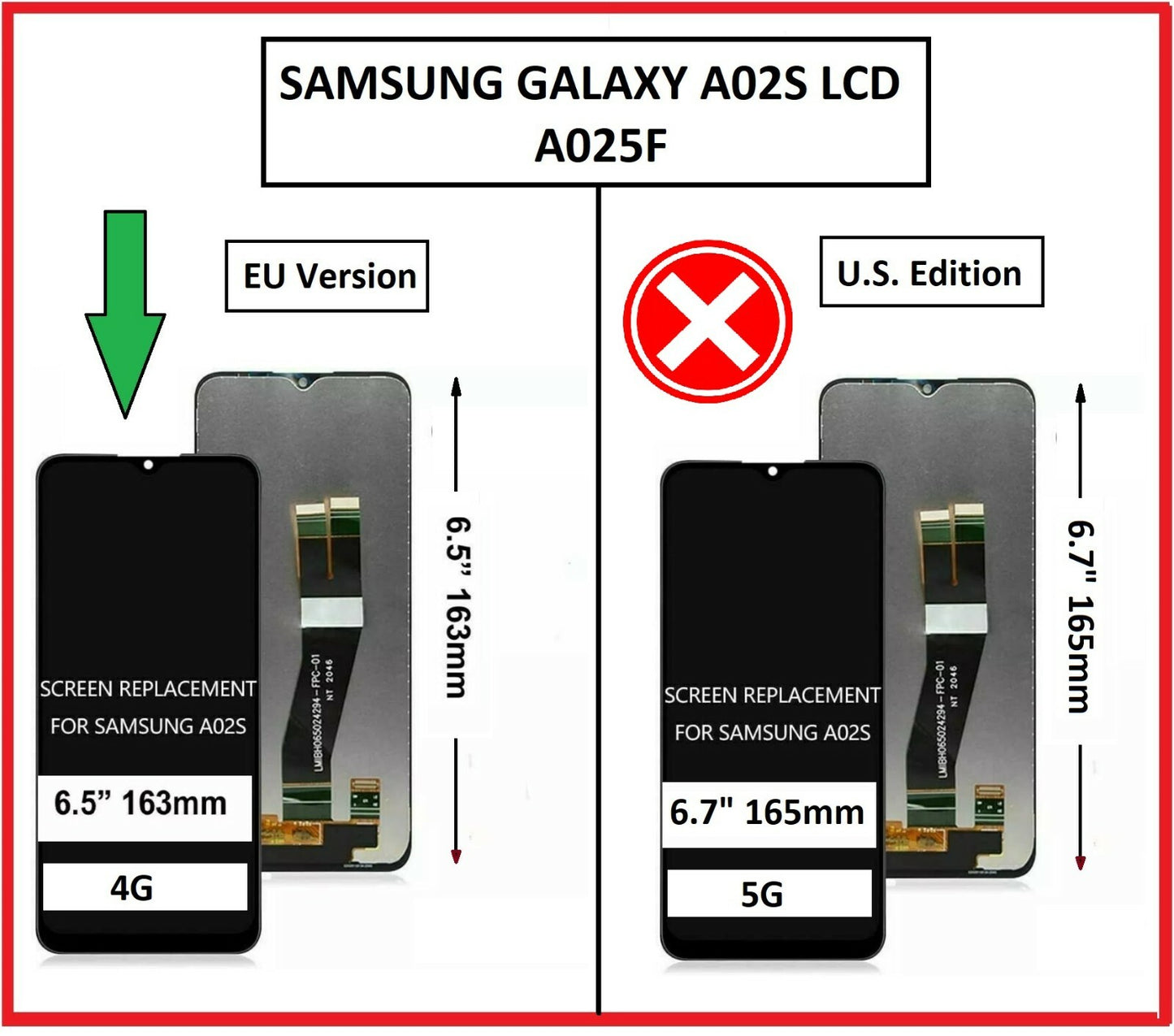 For Samsung Galaxy A02s / SM- A025F LCD Display Touch Digitizer Replacement