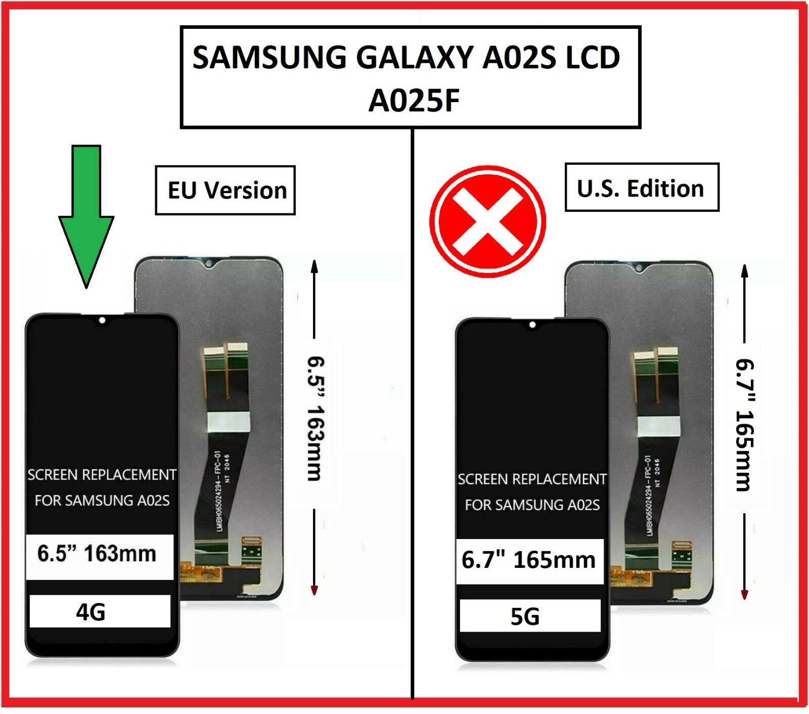 For Samsung Galaxy A02s / SM- A025F LCD Display Touch Digitizer Replacement