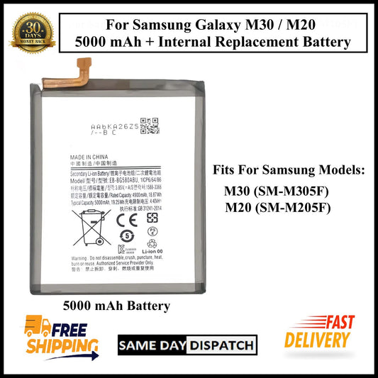For Samsung Galaxy M30/M20/SM-M305F/M205F 5000mAh+ Internal Replacement Battery