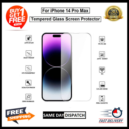 2 Pack Of For iPhone 14 Plus / 14 / 14 Pro / 14 Pro max Tempered Glass Protector