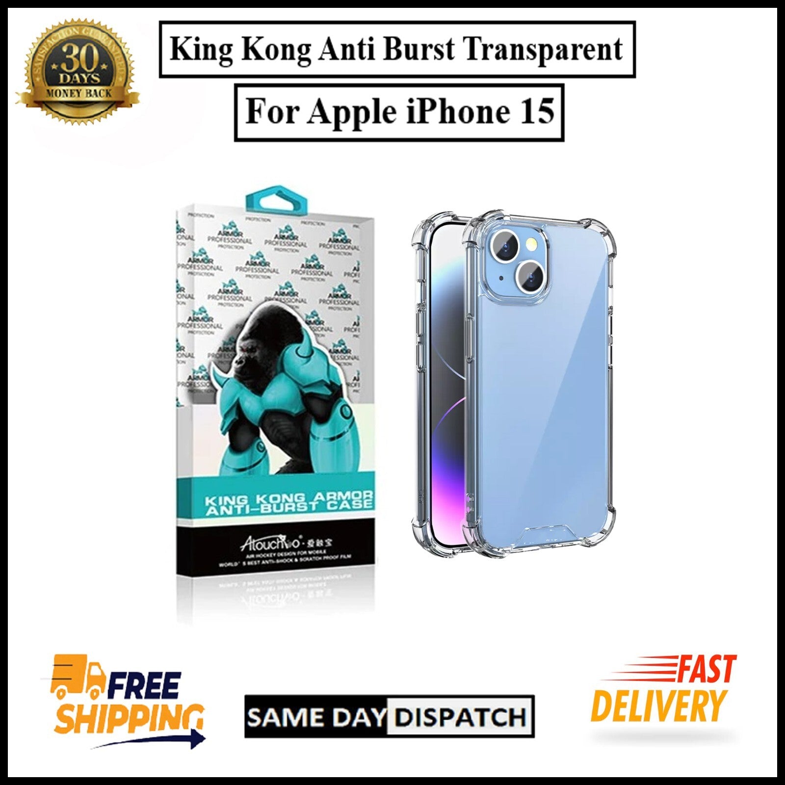 For Apple iPhone 15 King Kong Anti Burst & Silicon Shockproof Case Cover