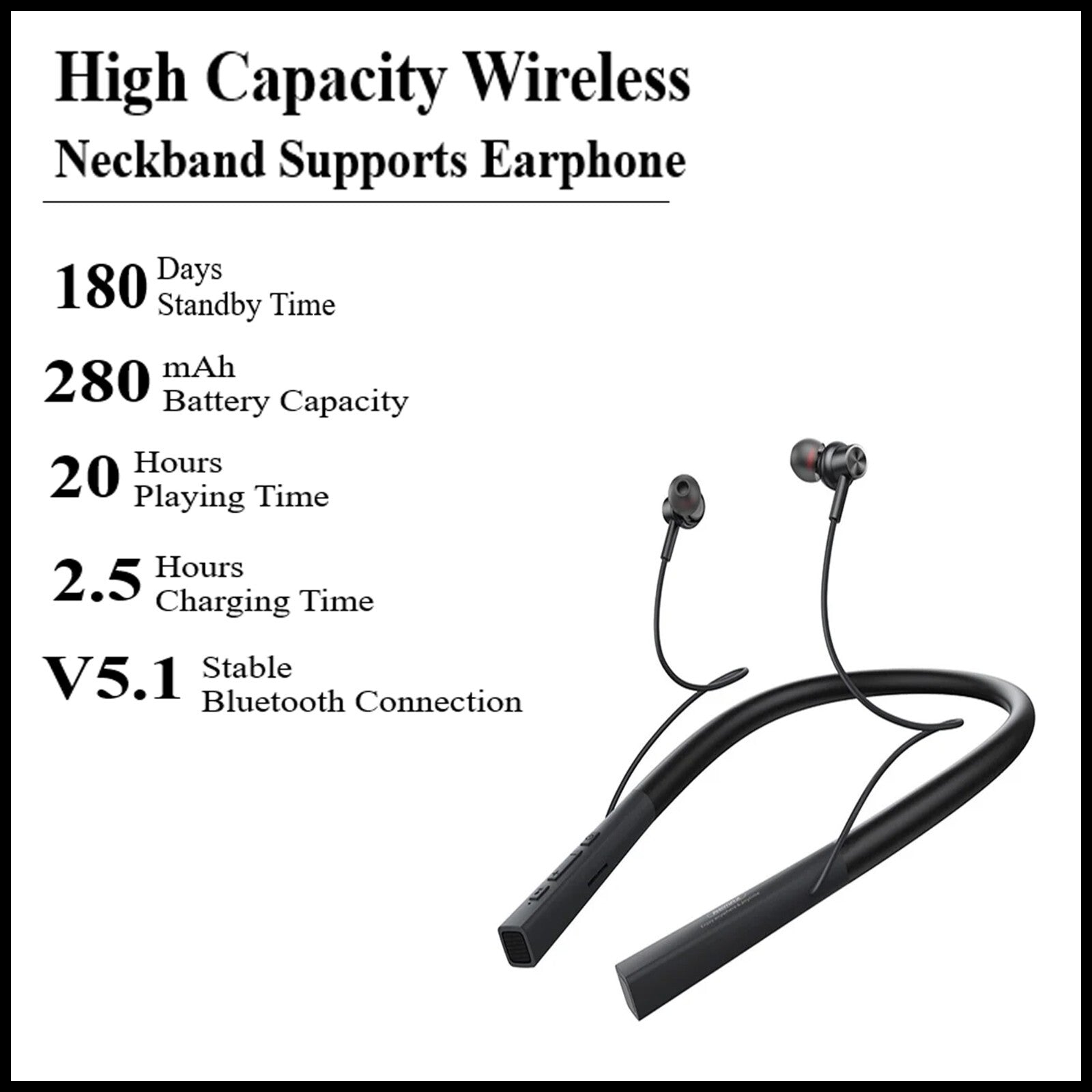 For Remax Earphones High Capacity Wireless Bluetooth Neckband Headphones