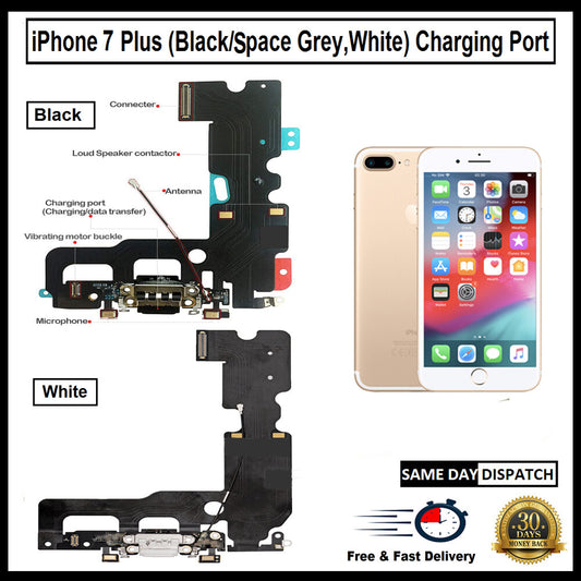 For i Phone 7 Plus Charging Port Flex ( Black/Grey/White) With Mic