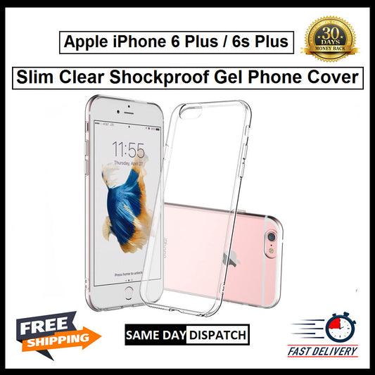 For Apple iPhone 6 Plus / 6s Plus Slim Clear Shockproof Gel Phone Cover