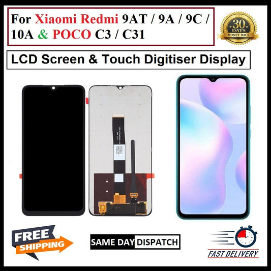 For Xiaomi Redmi 9AT/ 9A/ 9C/ 10A & Poco C3 / C31 LCD Display Screen Replacement