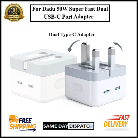 For Dadu Dual Interface PD 50W & Dual Type C Fast Wall Charging Adapter