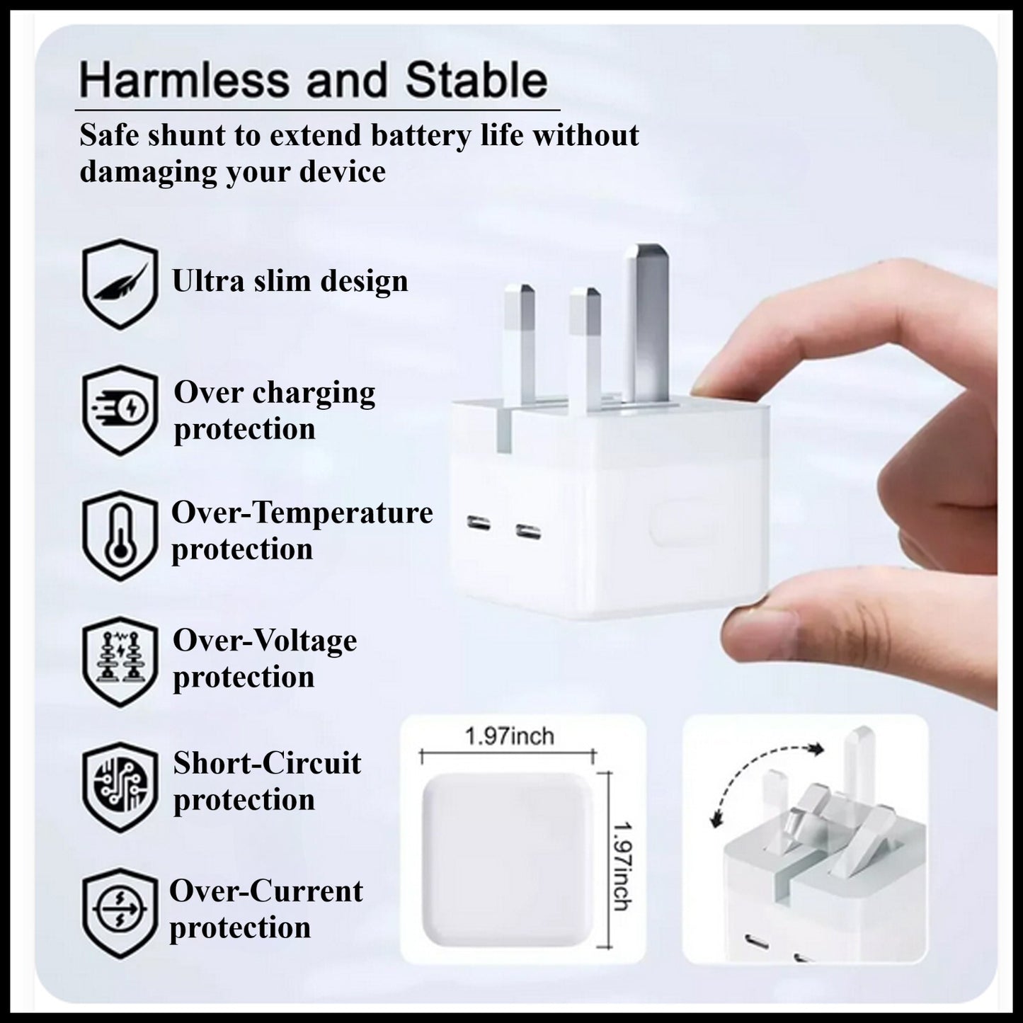 For Dadu 50W Type-C Power Adapter With Type-C to Type-C Fast Charger Cable