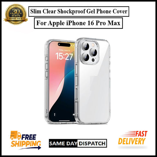 For Apple iPhone 16 Pro Max Slim Clear Shockproof Gel Phone Cover