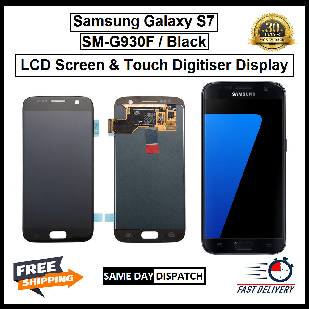 For Samsung Galaxy S7 Black / SM- G930F LCD Display Touch Digitizer Replacement