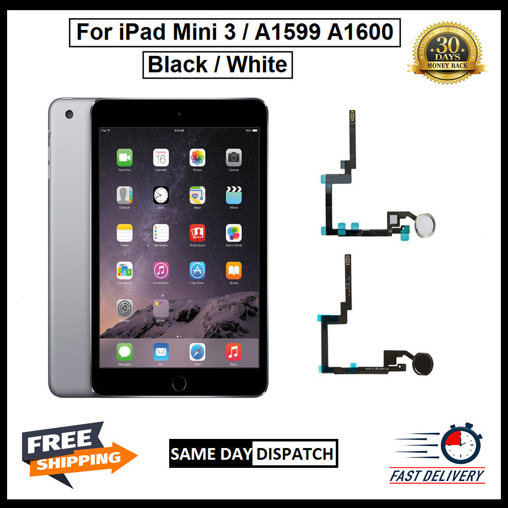 For i Pad Mini 3 Genuine Home Button Flex Black / White