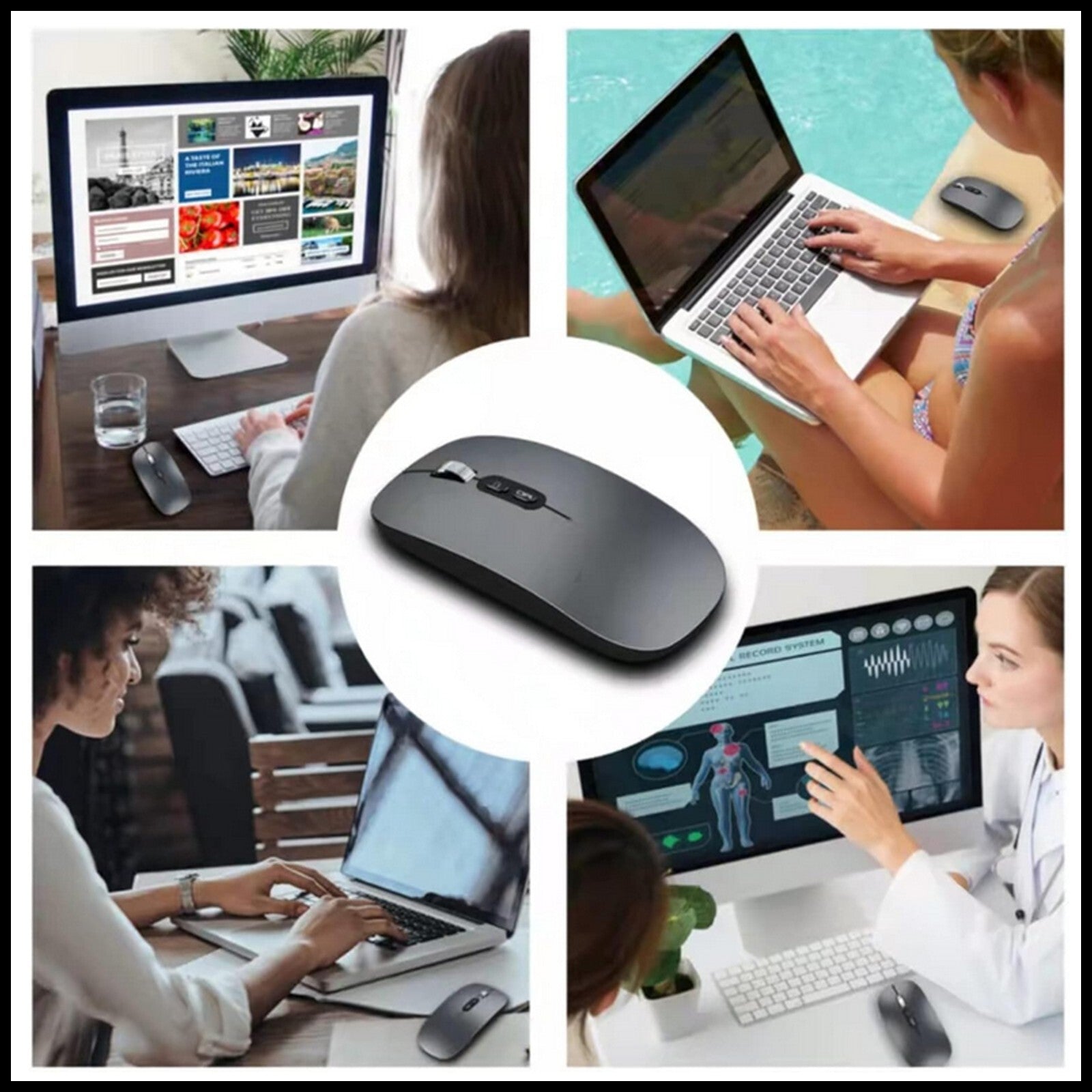 For Dadu Ultrathin Wap USB + Bluetooth Wireless Mouse-3 Mode Connection Silent