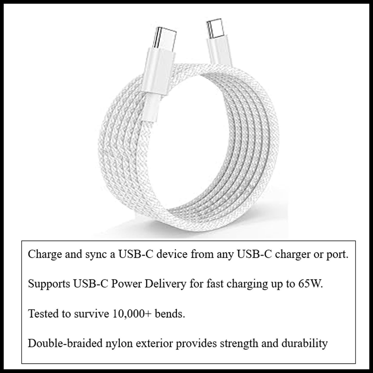 For Budi 65W Type-C to Type-C Braided Fast Charging Cable-1M