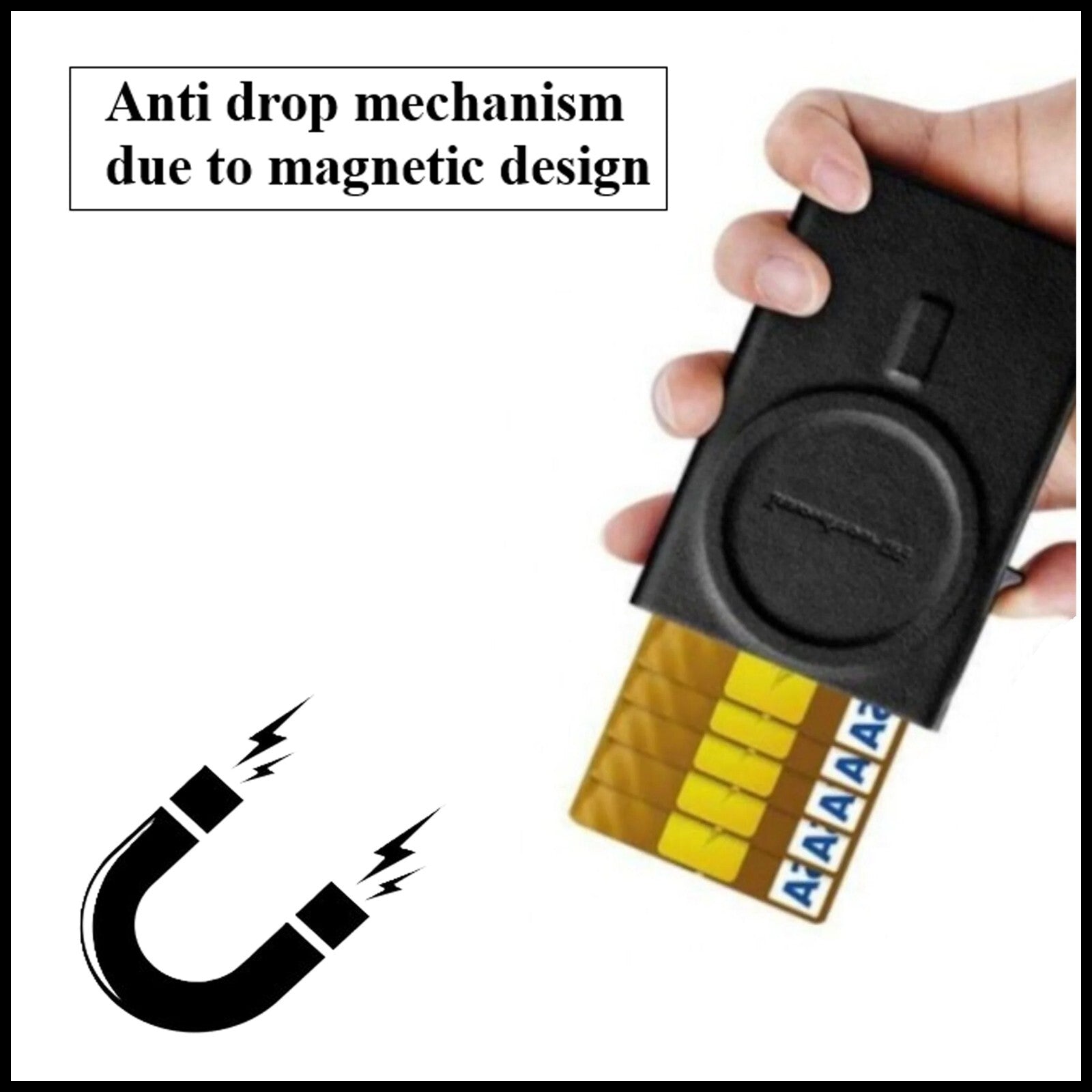 Zhuse Function Card Package Automatic Eject, Pop-up MagSafe Card Wallet-Black