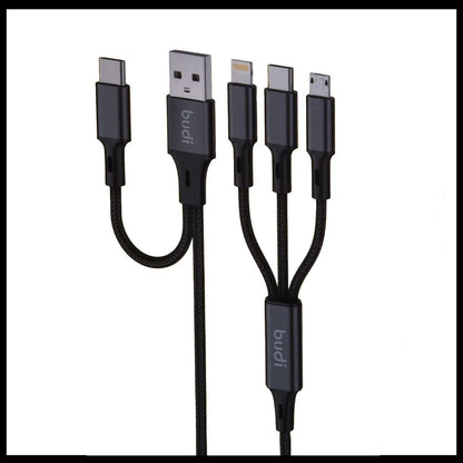 Budi 6-in-1 Multi Fast Charging Cable For Mobile Devices USB Type-C Micro iPhone