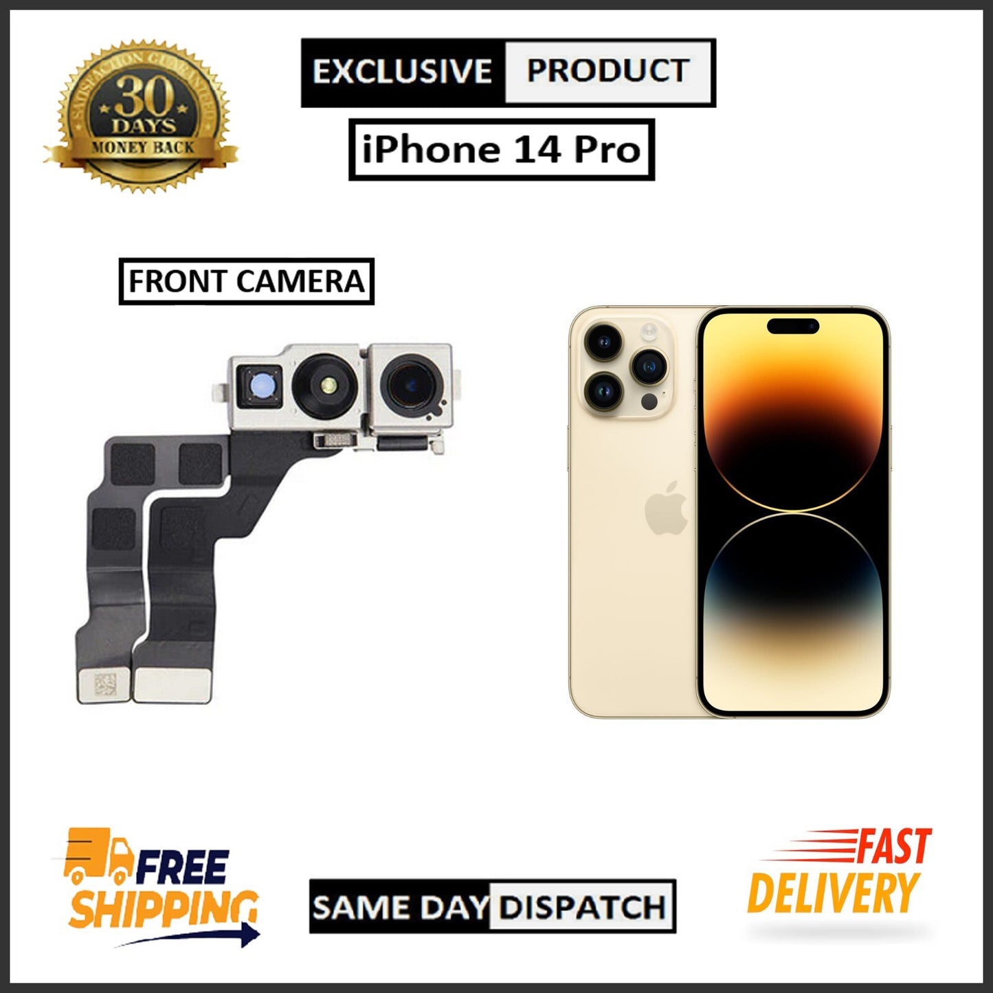 For Apple Gen iPhone 14 Pro Front Camera Replacement  With Proximity Sensor