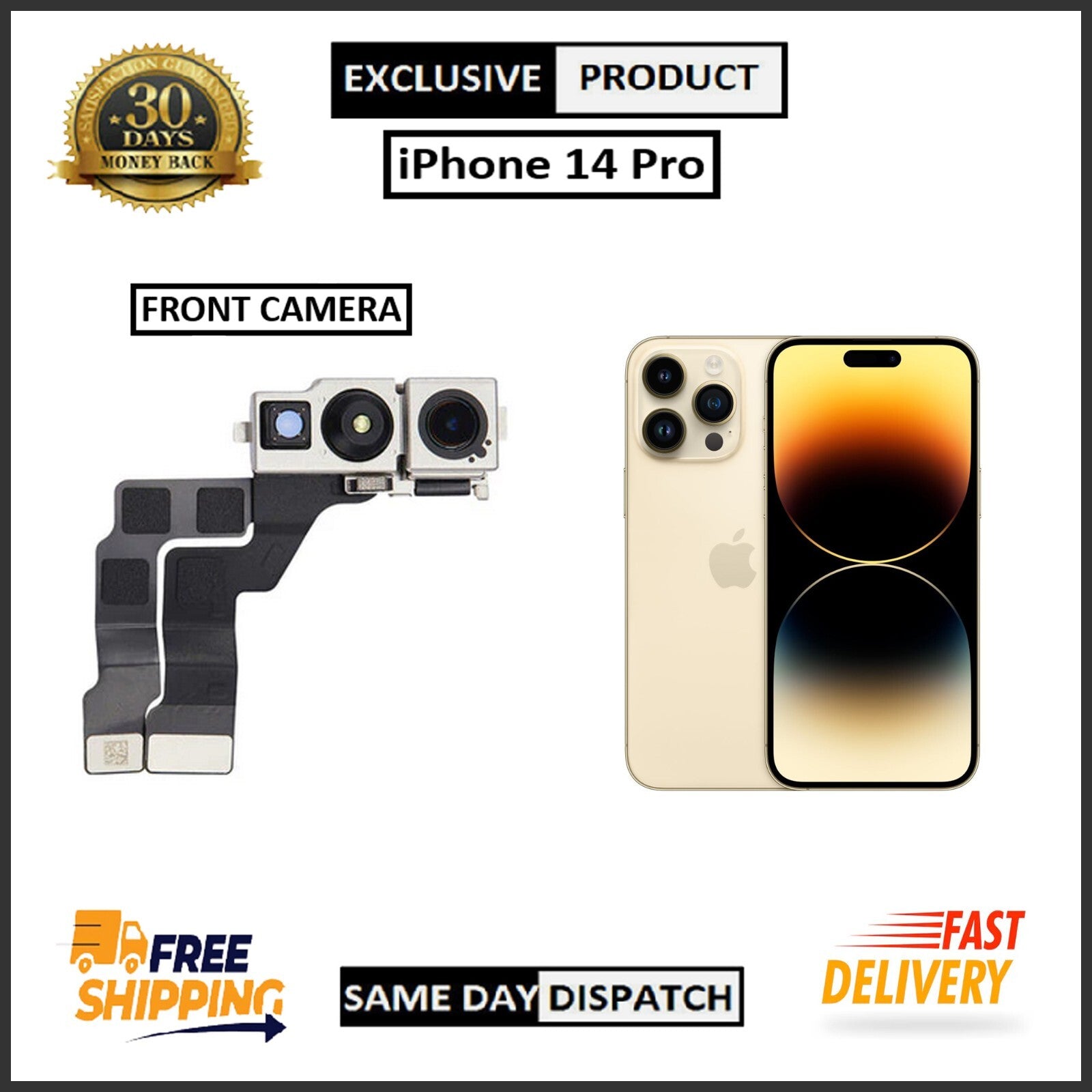 For Apple Gen iPhone 14 Pro Front Camera Replacement  With Proximity Sensor