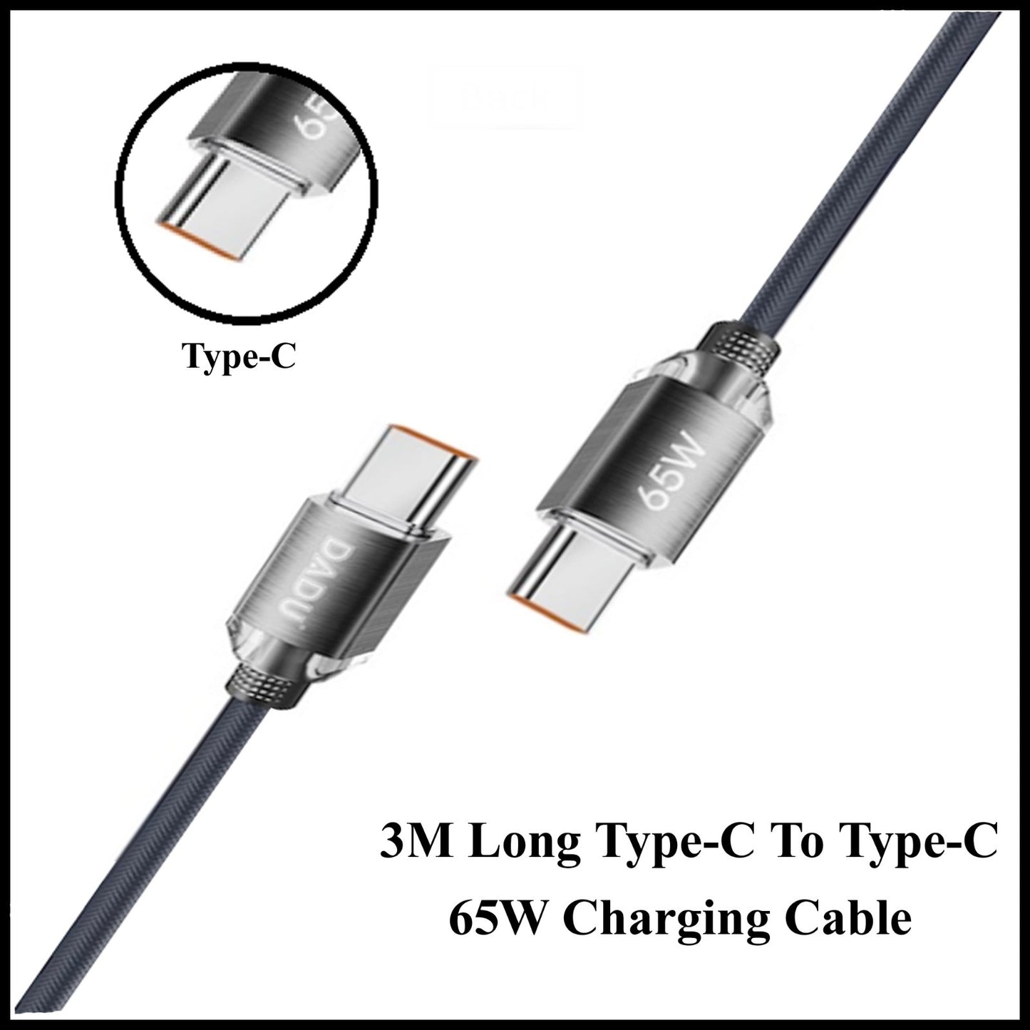 For Dadu 65W Type-C to Type-C Super Fast High Graded Charging Cable-3M