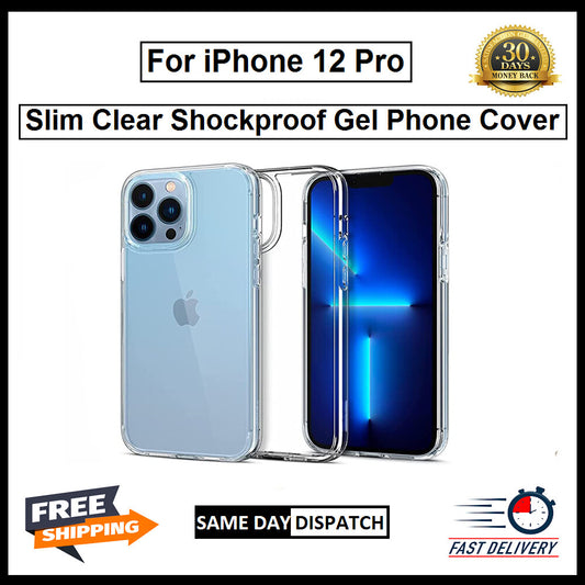 For Apple iPhone 12 Pro Slim Clear Shockproof Gel Phone Cover