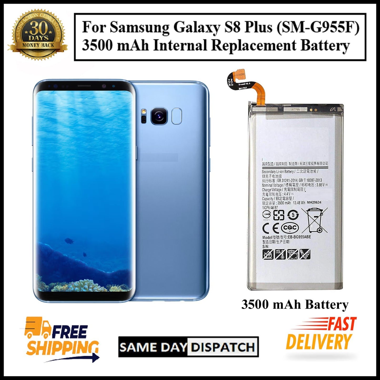 For Samsung Galaxy S8 Plus ( SM-G955F ) 3500mAh Internal Replacement Battery