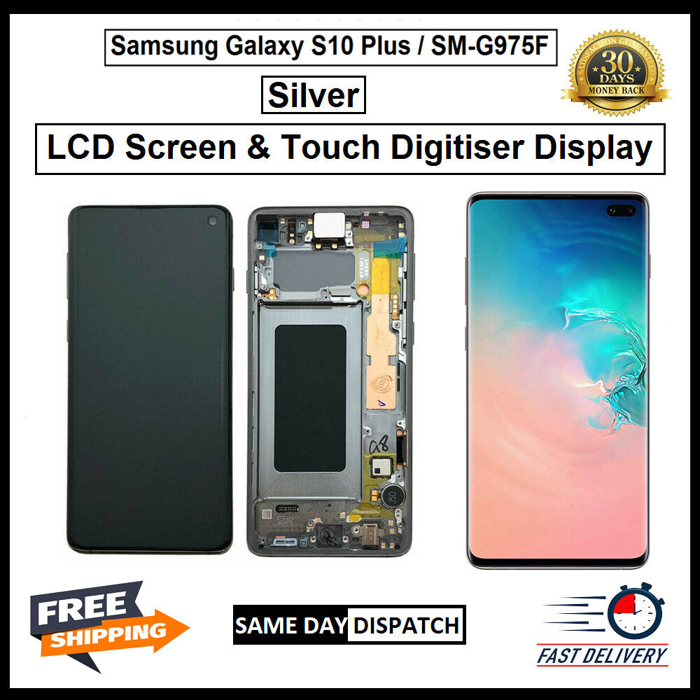 For Samsung Galaxy S10 Plus / SM-G975F Silver Display Screen Replacement LCD