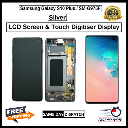 For Samsung Galaxy S10 Plus / SM-G975F Silver Display Screen Replacement LCD