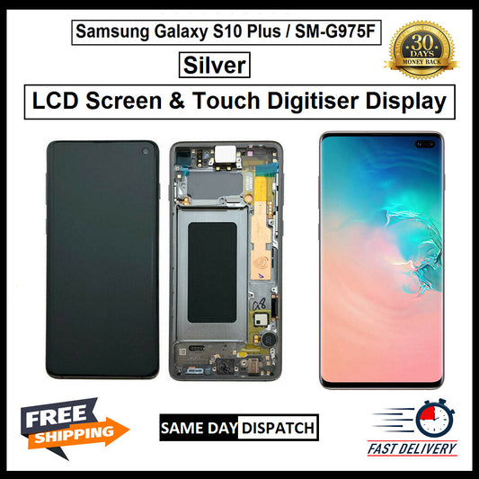 For Samsung Galaxy S10 Plus / SM-G975F Silver Display Screen Replacement LCD