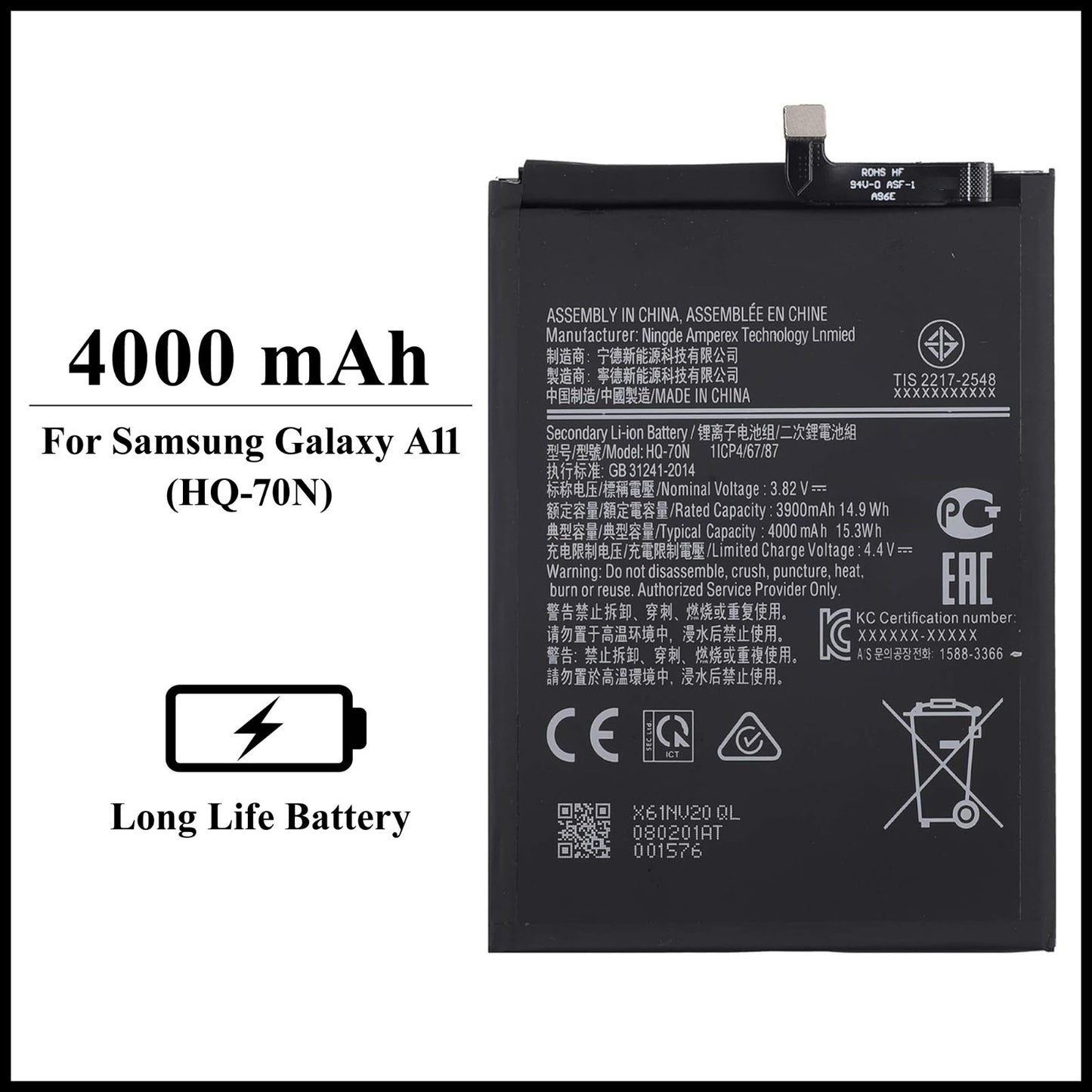 For Samsung Galaxy A11 / ( SM-A115F ) 4000mAh+ Internal Replacement Battery