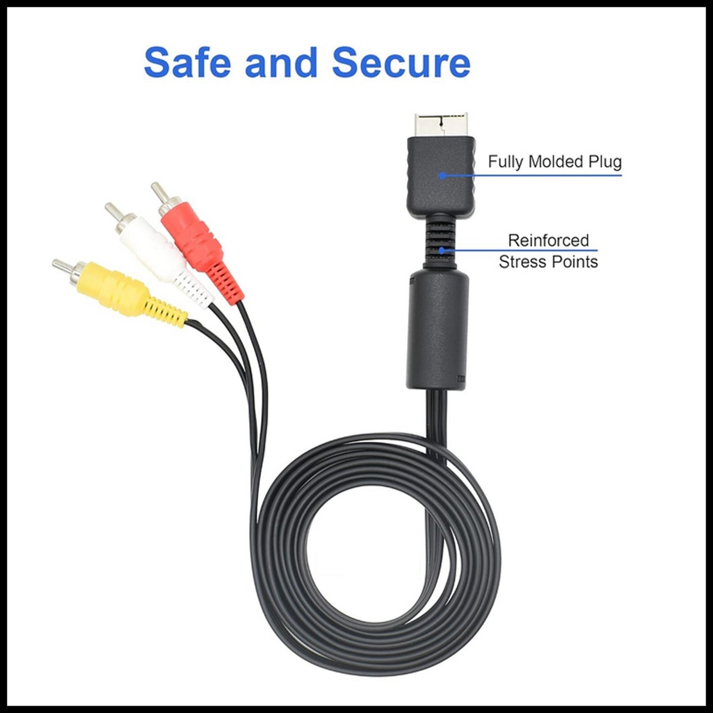 AV Cable RCA Composite Video Audio Cord 2M Lead for Sony PlayStation 2 Console