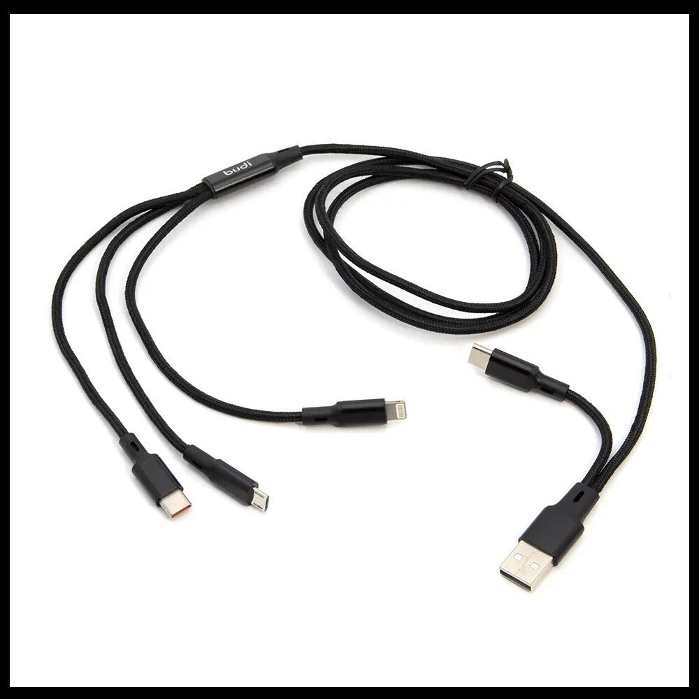 Budi 6-in-1 Multi Fast Charging Cable For Mobile Devices USB Type-C Micro iPhone