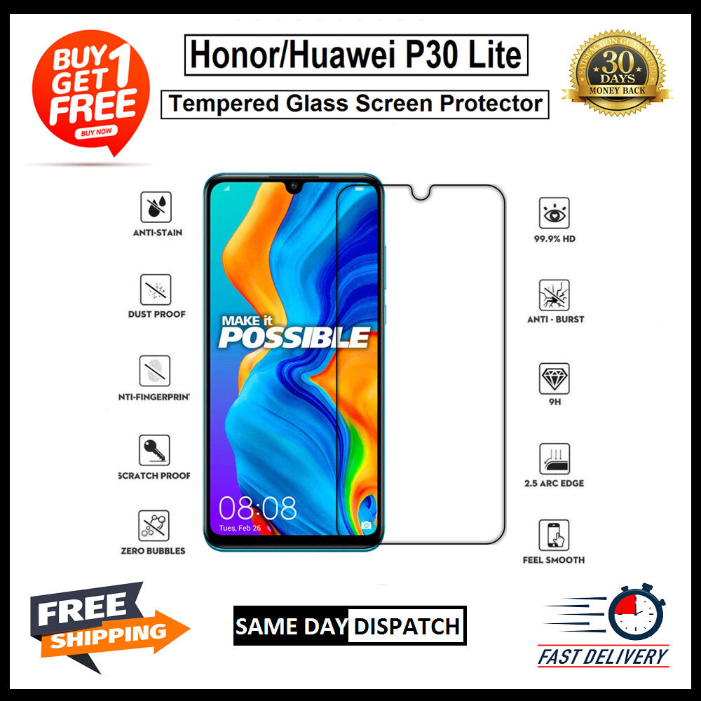 2 Pack Huawei P8 P10 P20 P30 Lite Psmart 2019 2020 2021 Tempered Glass Protector