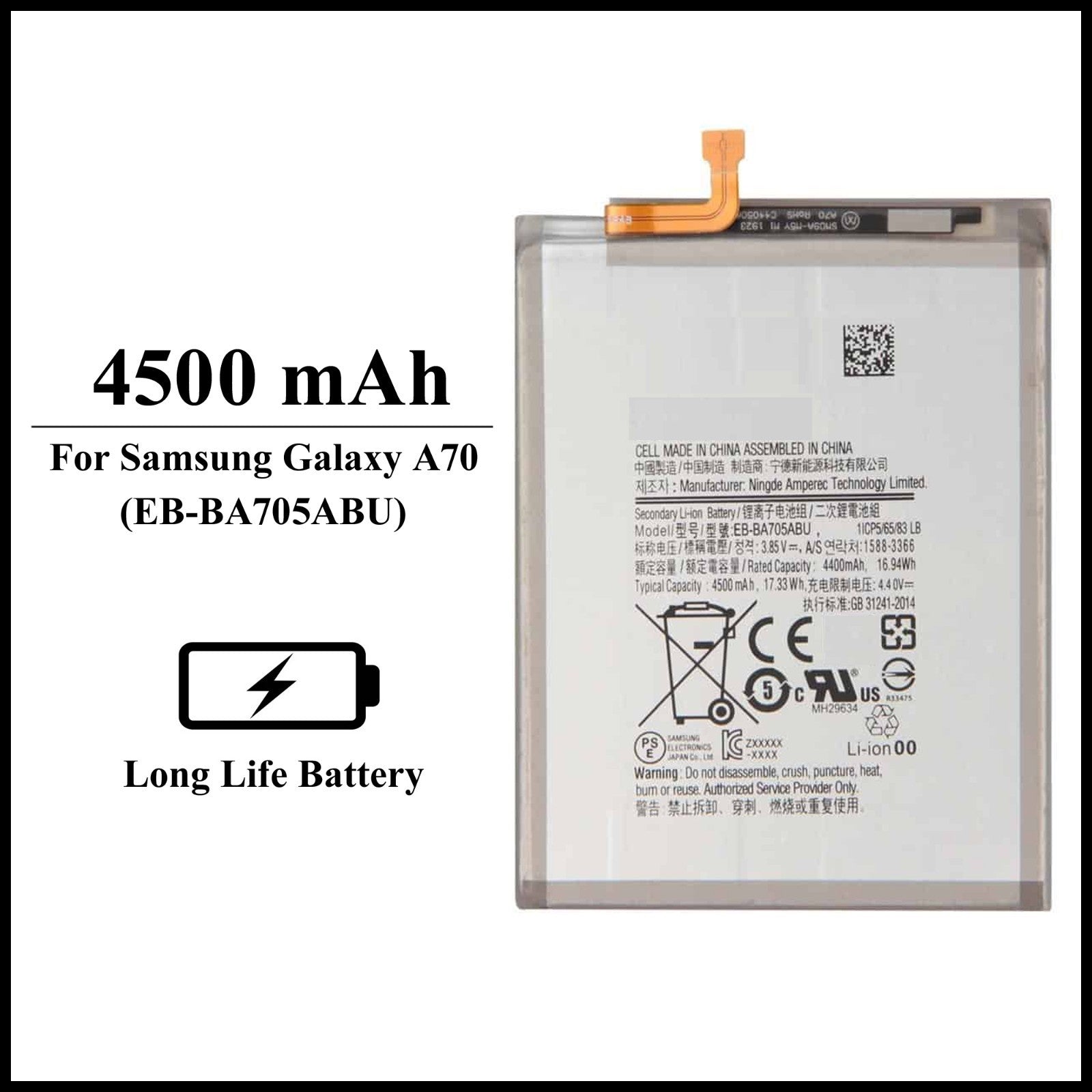 For Samsung Galaxy A70/ ( SM-A705F ) 4500mAh+ Internal Replacement Battery