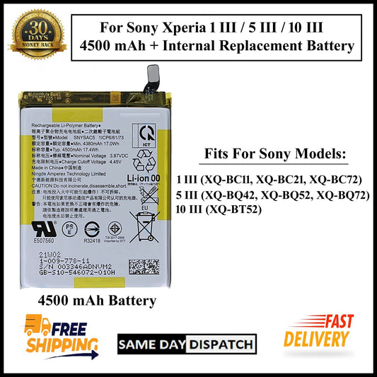 Sony Xperia 1 III/5 III 3/10 III 3(SNYSAC5)4500mAh+ Internal Replacement Battery