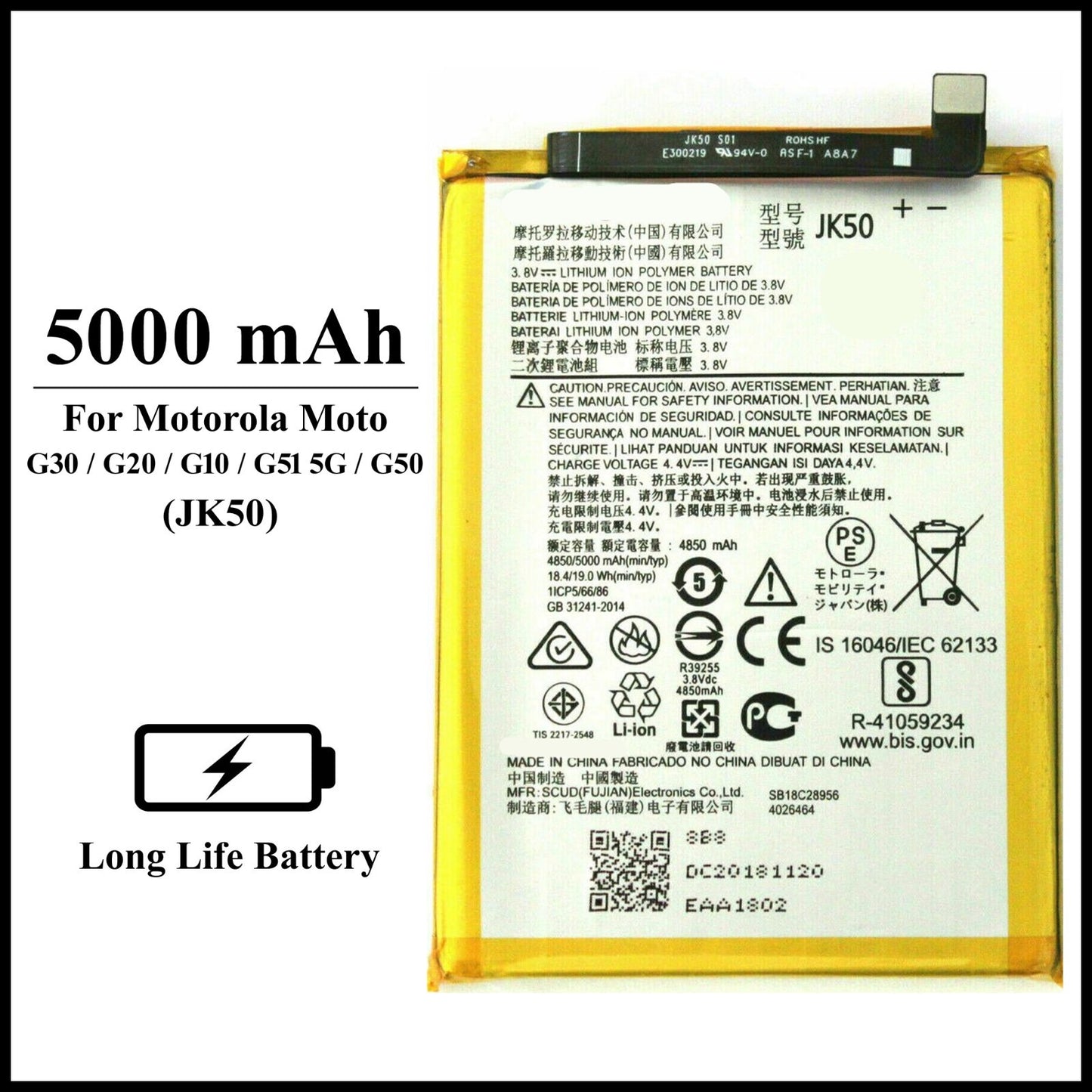 Motorola Moto G30/G20/G10/G51 5G/G50(JK50) 5000mAh+ Internal Replacement Battery