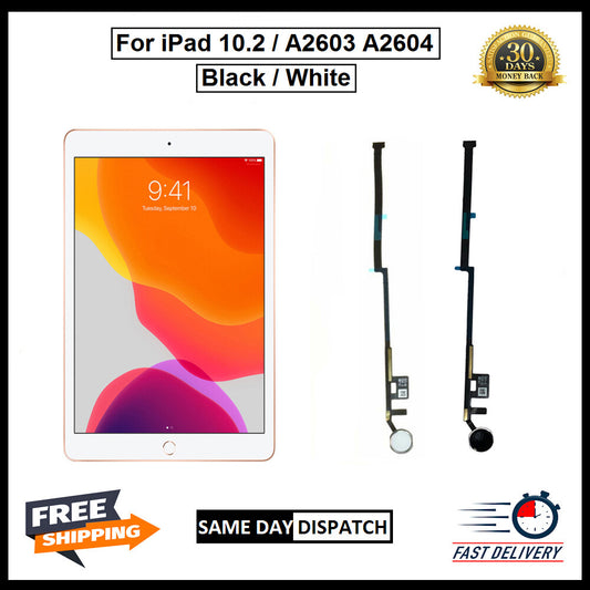 For i Pad 10.2" 7th / 8th / 9th Gen Home Button Flex Black / White