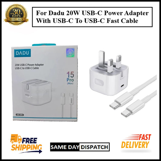 For Dadu 20W USB-C Power Adapter With USB-C to USB-C Fast Charger Cable