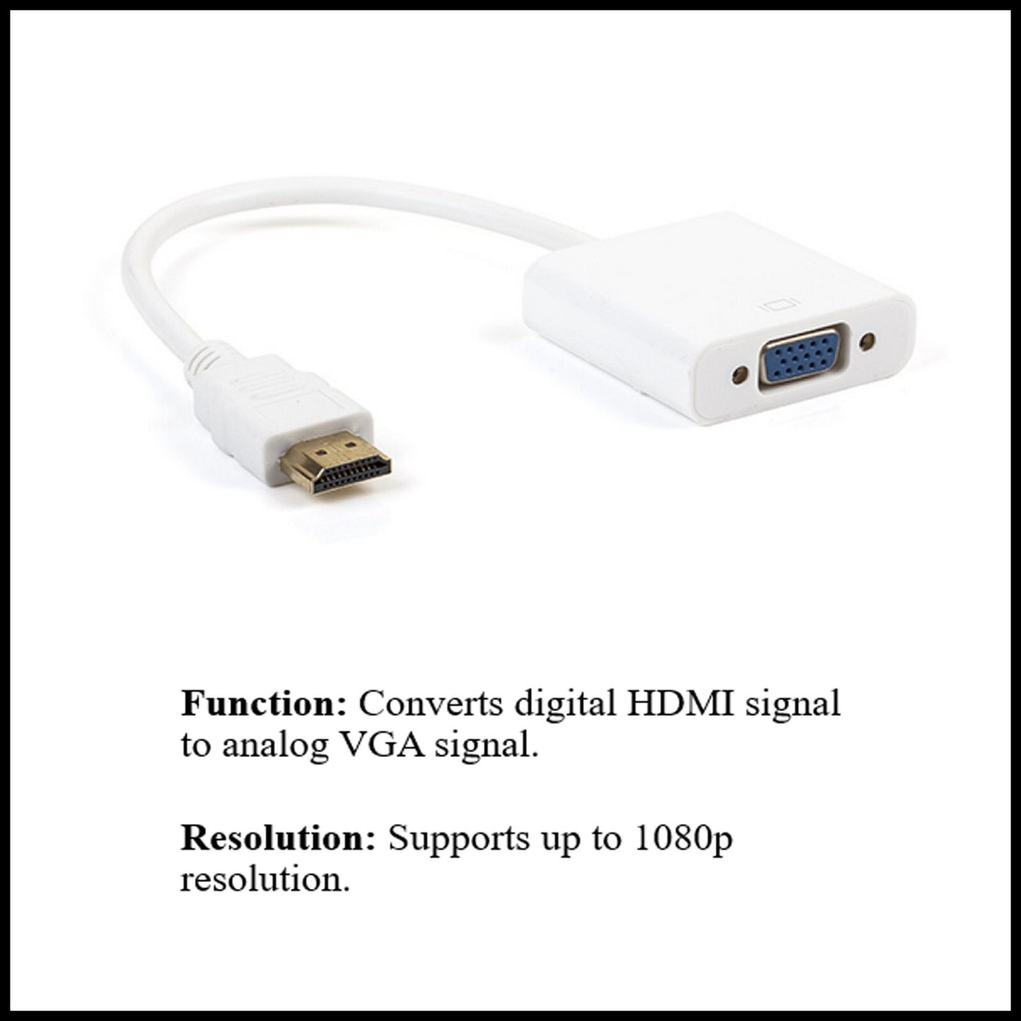 For Qtuniq HDMI Male to VGA Female HD Video Fast Converter Adapter Cable