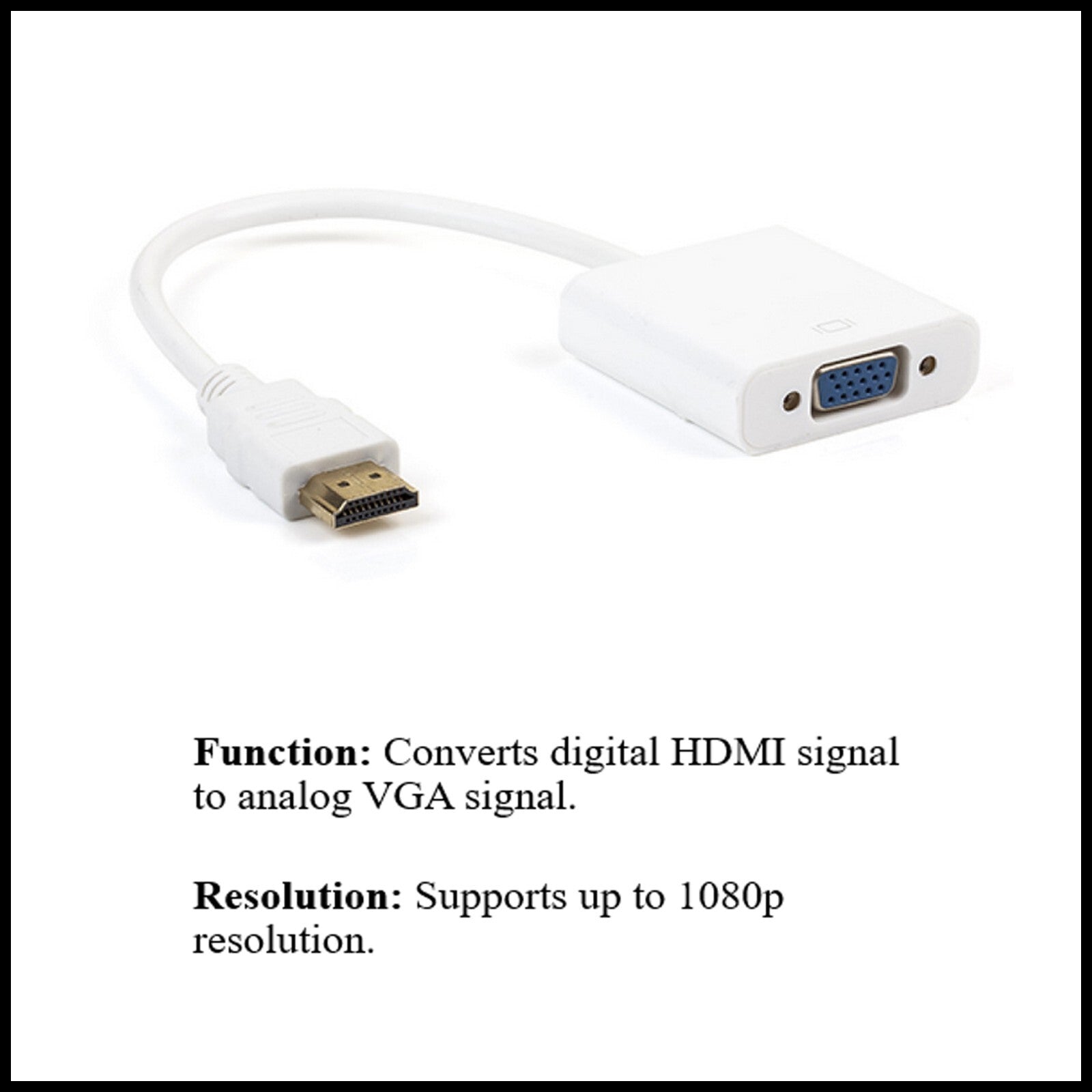 For Qtuniq HDMI Male to VGA Female HD Video Fast Converter Adapter Cable
