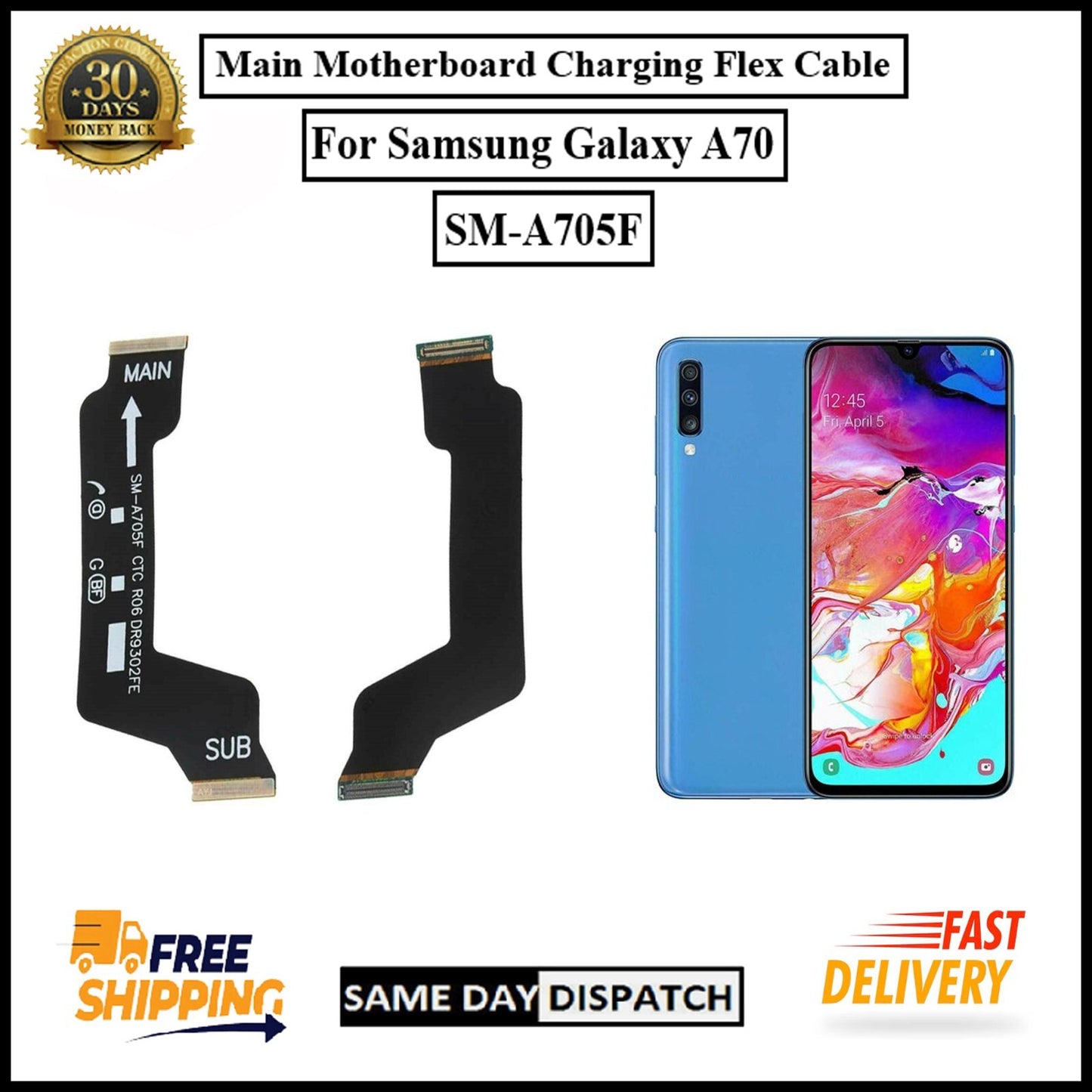 For Samsung Galaxy A70/SM-A705F Main Motherboard Charging Flex Cable Replacement