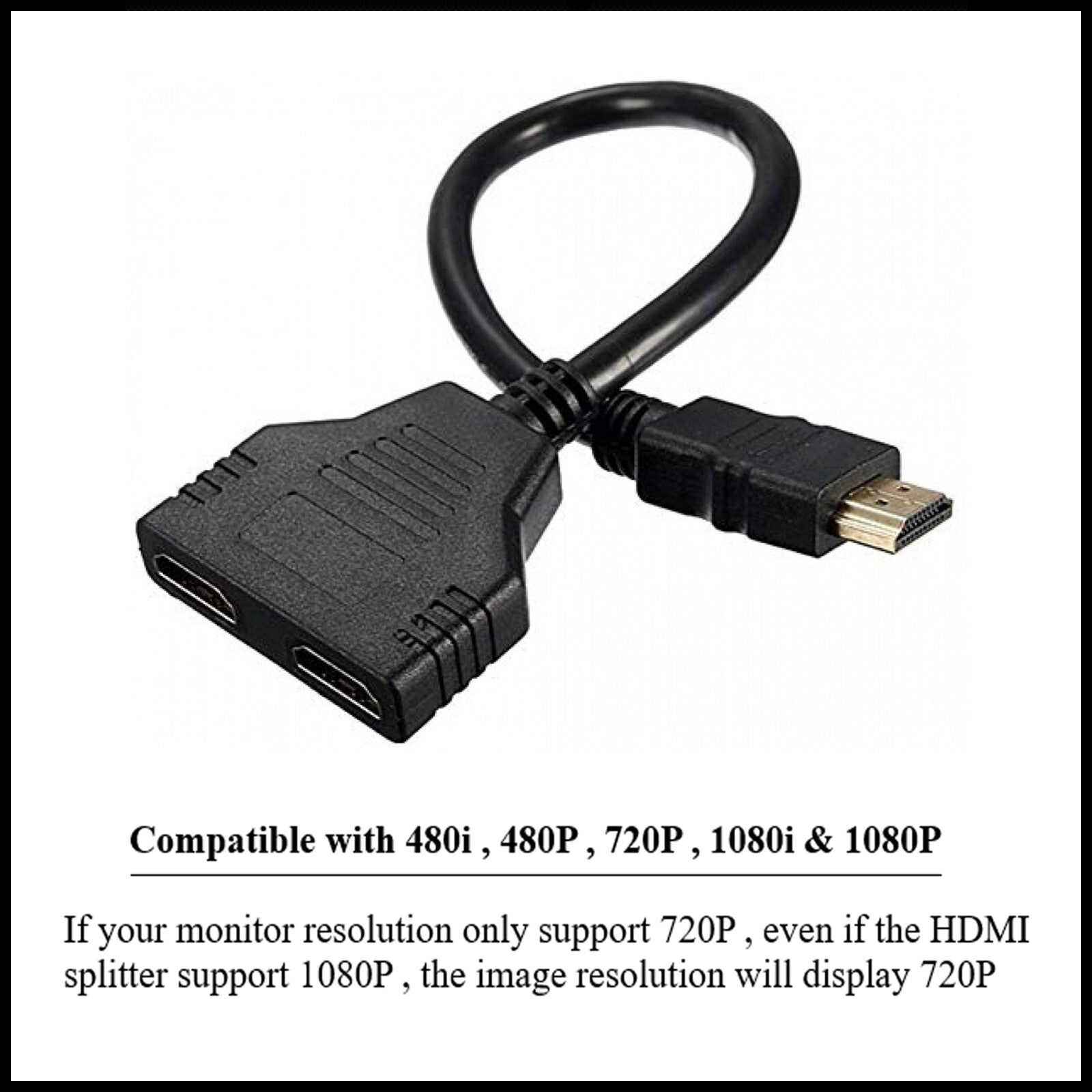 For HDMI Male to Dual Twin HDMI Female 1 in 2 Out Cable Adapter