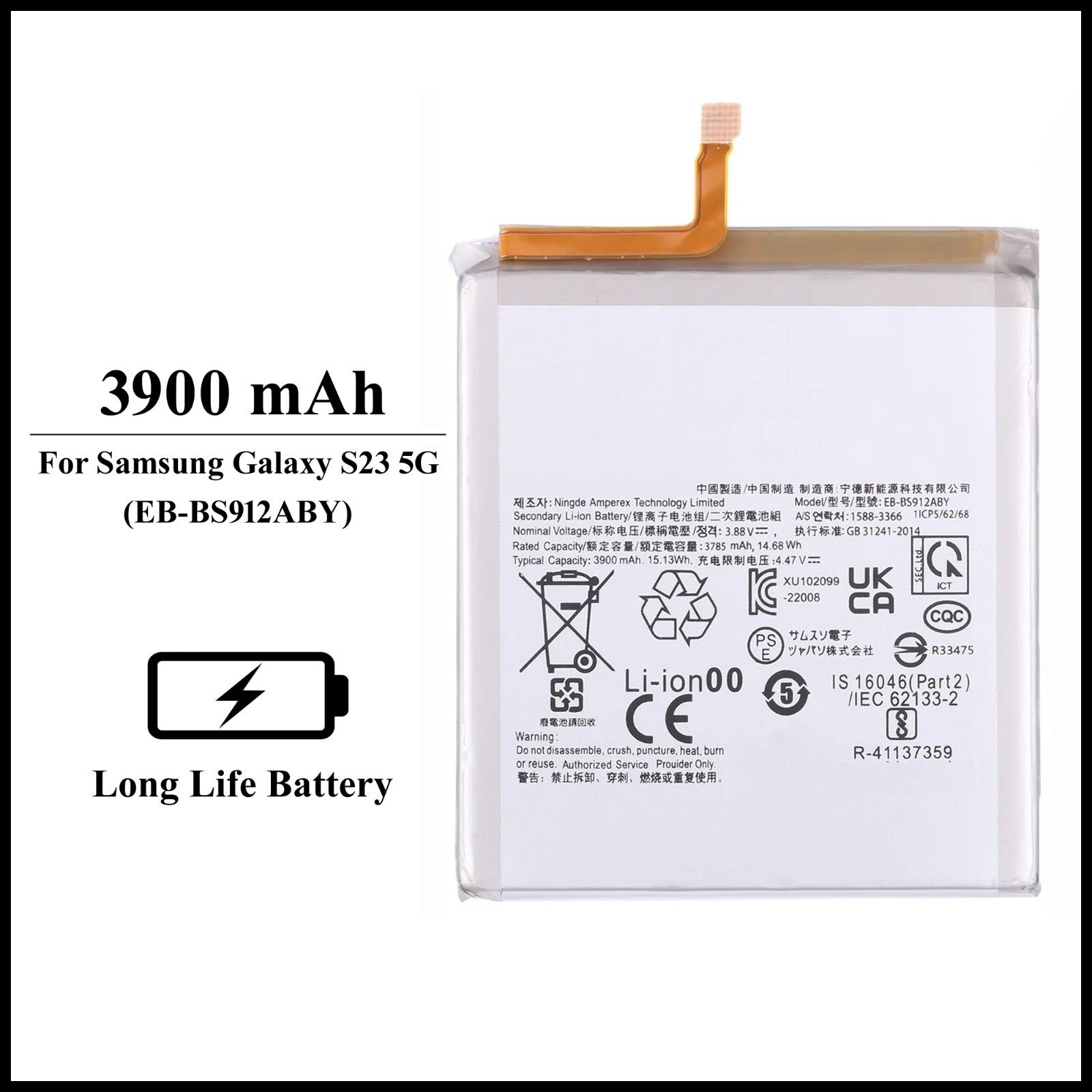 For Samsung Galaxy S23 5G (SM-S911B) 3900mAh+ Internal Replacement Battery
