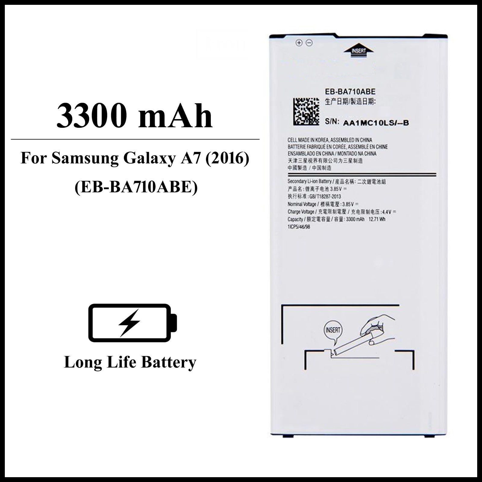 For Samsung Galaxy A7 (2016) (SM-A710F) 3300mAh+ Internal Replacement Battery