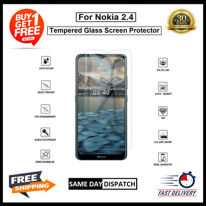 2X For Nokia 2.3/2.4/3.1/3.2/3.4/4.2/5.3/6.2/7.1/7.2/8.1Tempered Glass Protector