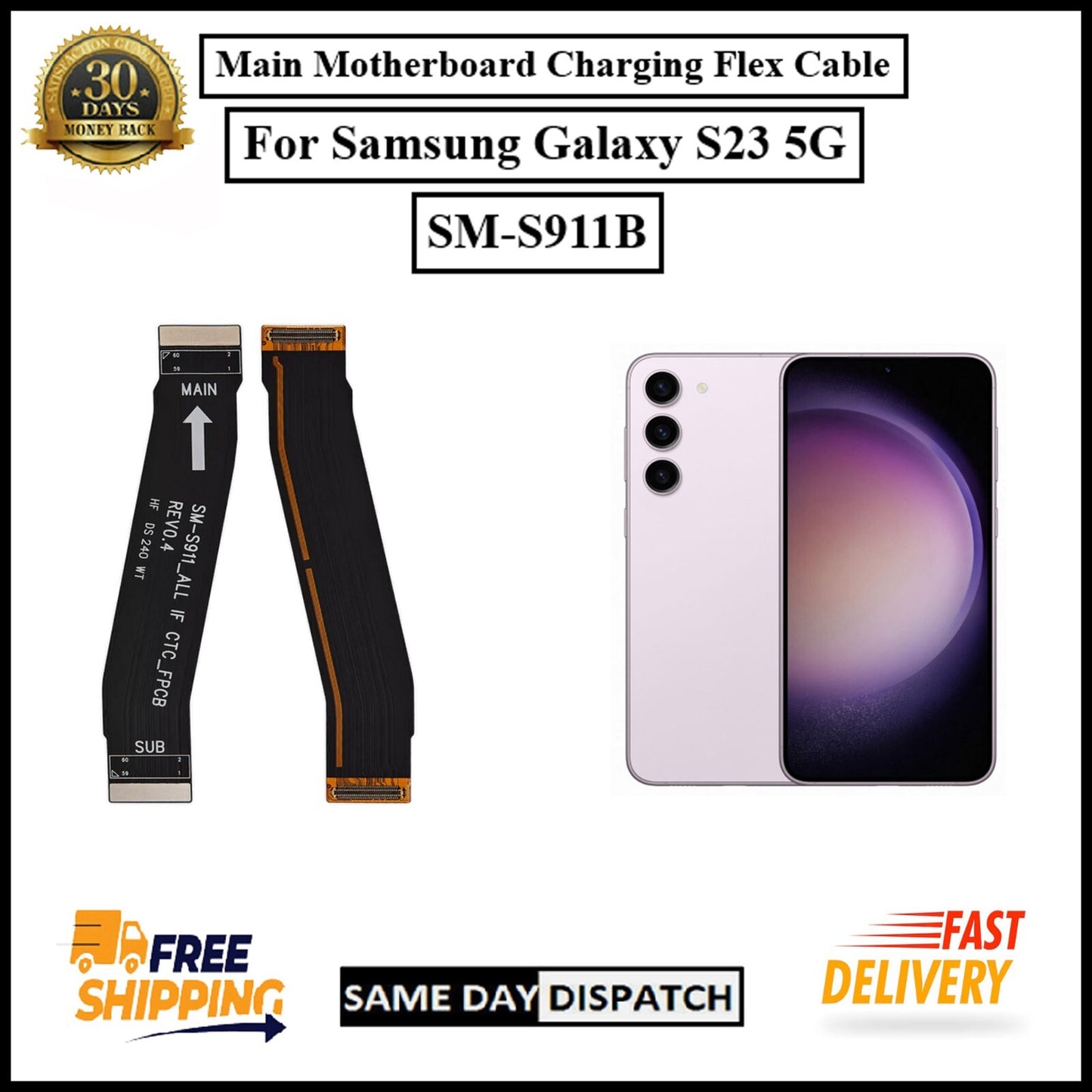 For Samsung Galaxy S23 5G Main Motherboard Charging Flex Cable Replacement
