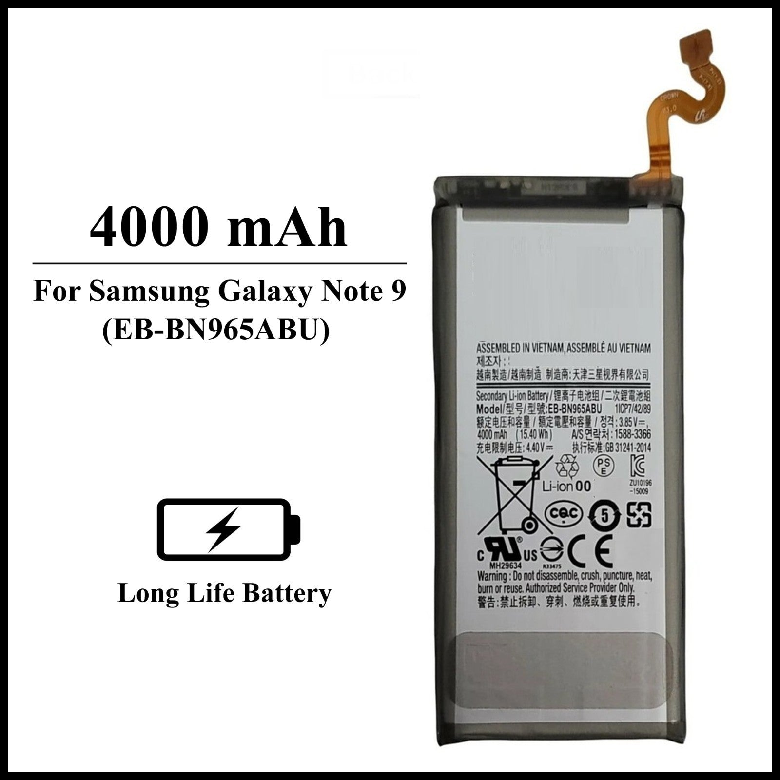 For Samsung Galaxy Note 9 ( SM-N960F ) 4000mAh+ Internal Replacement Battery