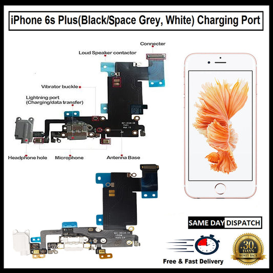 For i Phone 6s Plus Charging Port Flex( Black/Grey/White) With Mic Audio Jack