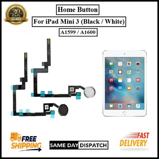 For iPad Mini 3  A1599 / A1600 Genuine Home Button Flex Black / White