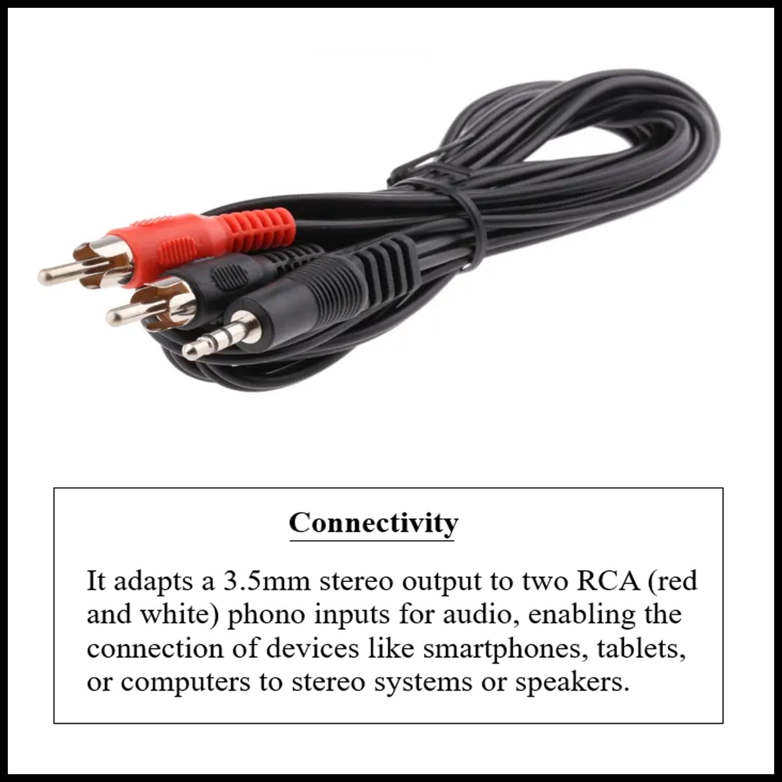 For Daewoo 3.5mm Stereo Jack to 2 X RCA Phono Audio AUX Lead Cable (2m)